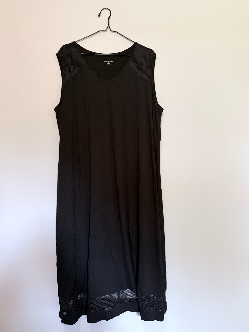 Catherines 1X Black Sleeveless V-Neck Maxi Dress